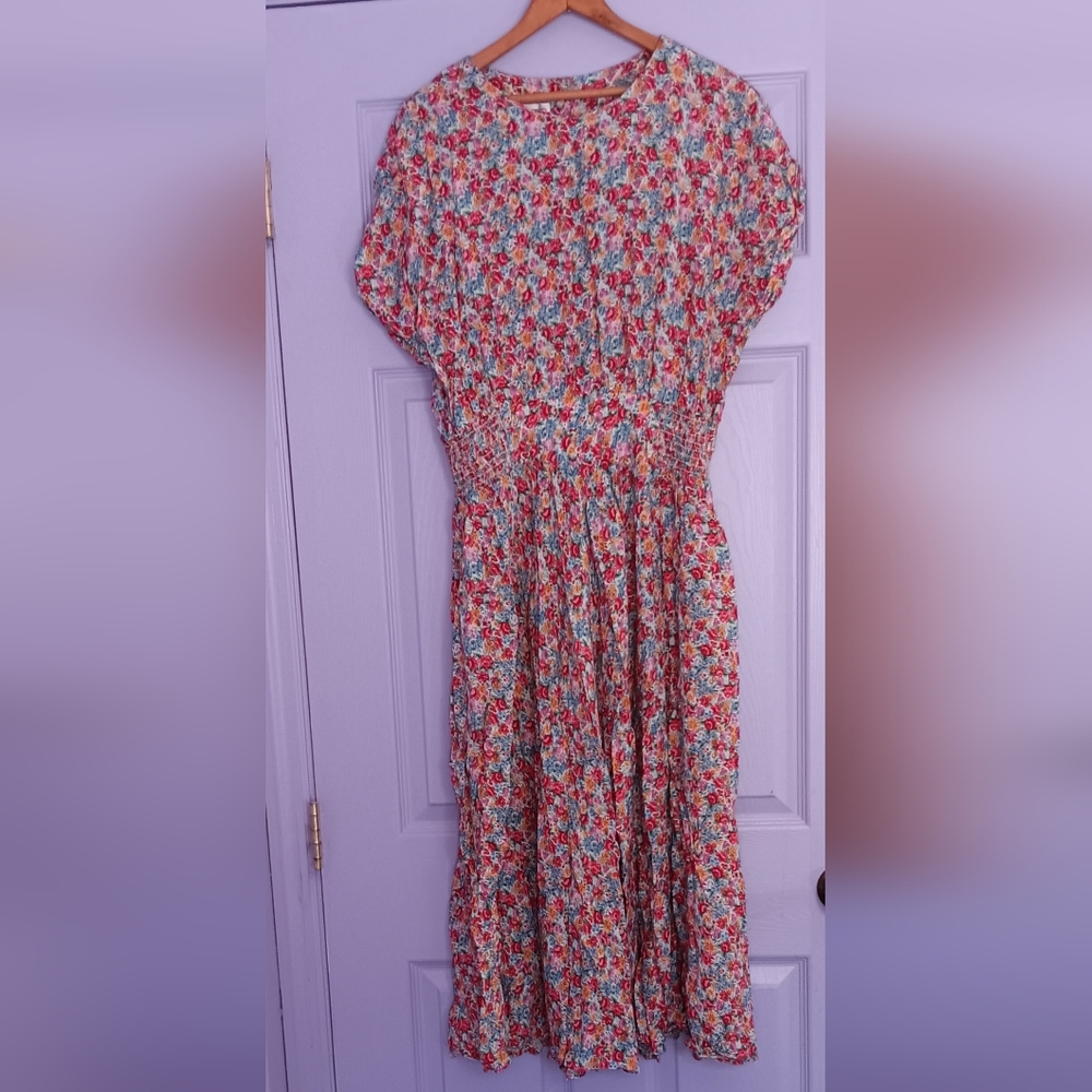 🌷HP! Karin Stevens Vtg.Floral Print Maxi Dress Plus Size 16